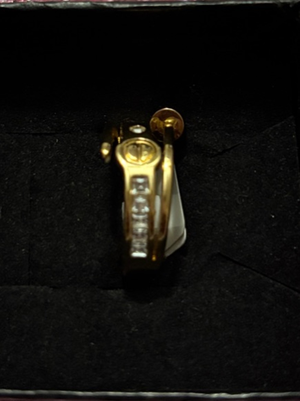 Cartier Inspired Gold-Tone Screw Accent Ring with Diamond - Picture 3 of 5